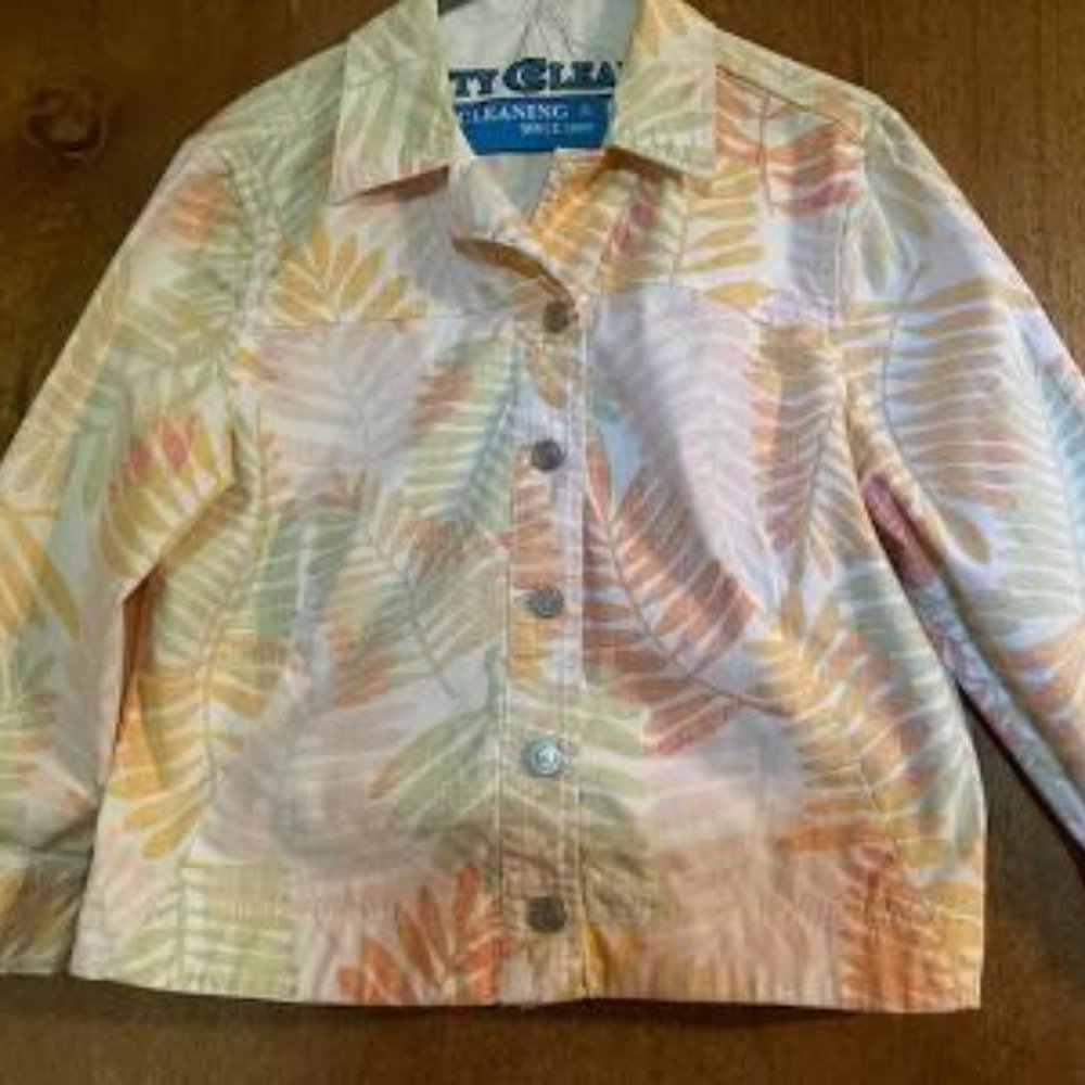 RUBY RD summer jacket made with white, light green, tangerine and yellow size 12